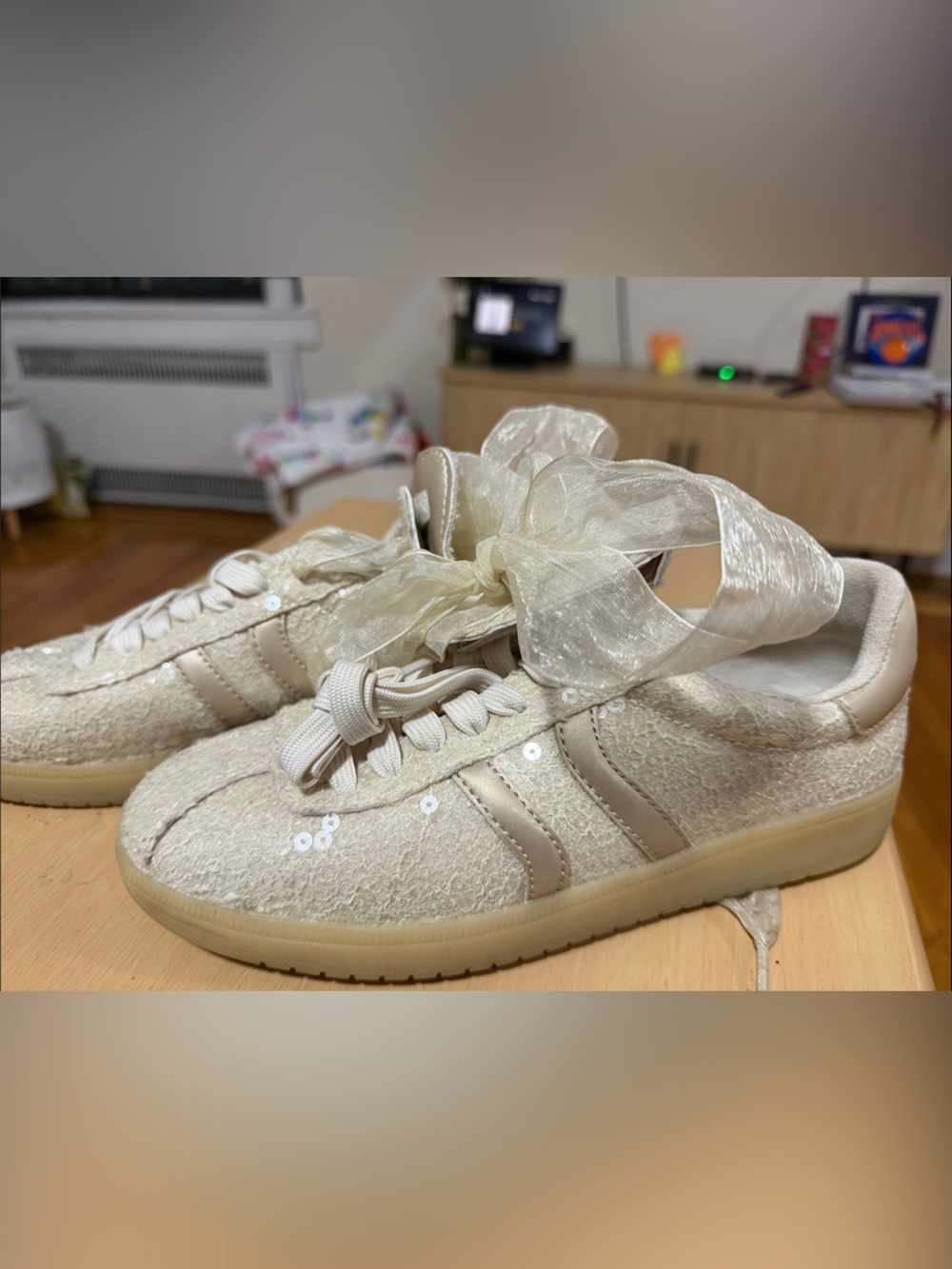 ALDO - Women's Cream Ribbon Lace-Up Fashion Sneakers